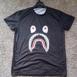Black Graphic Shark Face T-Shirt